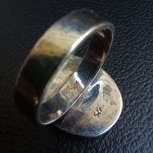 Ming Dynasty porcelain sterling silver ring - Picture 3 of 3